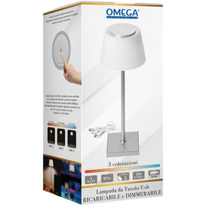 Lampada da tavolo ricaricabile dimmerabile silver