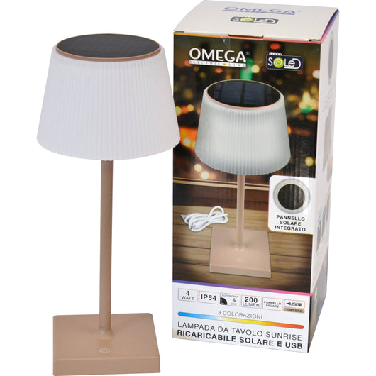 Lampada da Tavolo Sunrise Ricaricabile Solare tortora