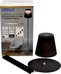 LAMPADA DA TERRA 3W 310LM RICARICABILE CON CAVO USB NERA