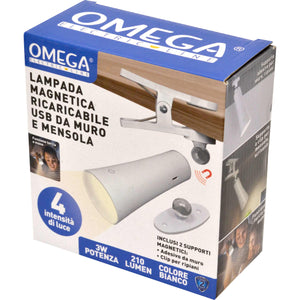 LAMPADA RICARICABILE MAGNETE BIANCA MURO+MENSOLA