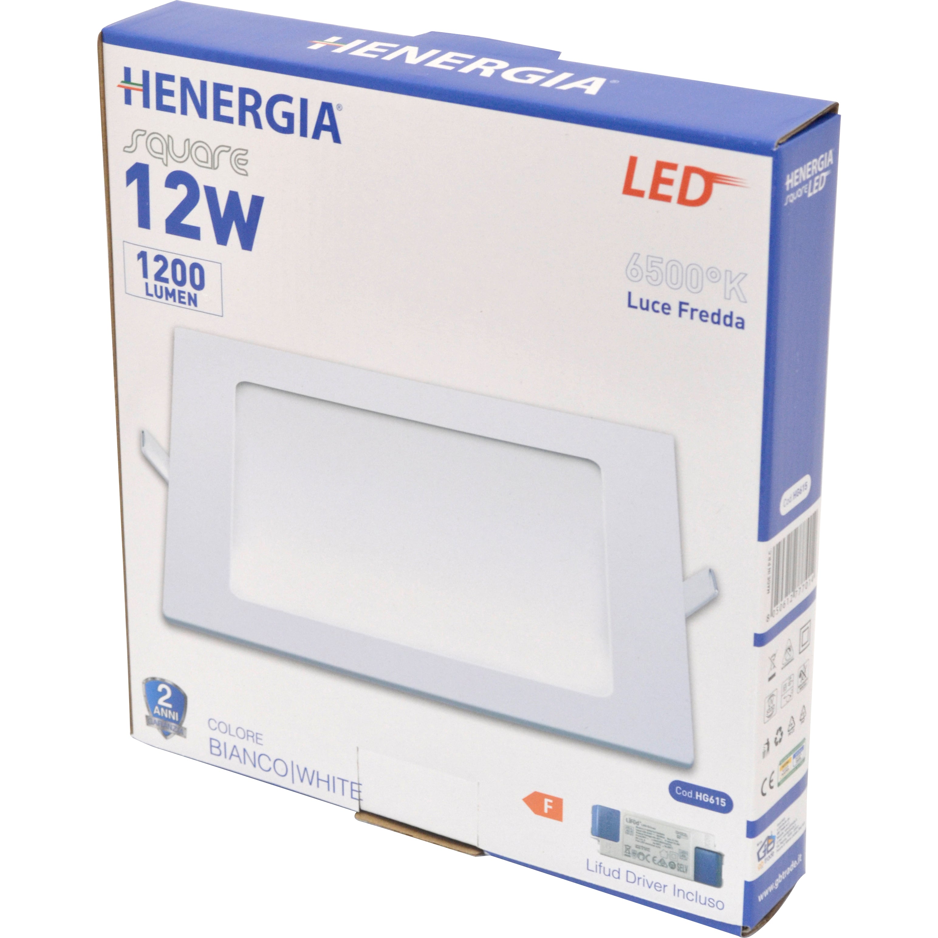 MINI PANNELLO SQUARE LED HSO 12W 1080Lm 6000°K 220/240V DIMENSIONI mm.175X175,