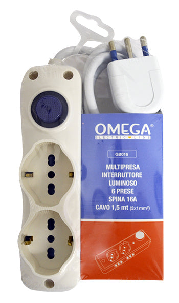 MULTIPRESA 2 SCHUKO 4BPRESE 10/16A 2P+T CAVO 1,5MT 3x1mm SPINA 16A