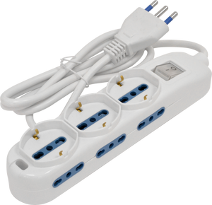 MULTIPRESA 3 SCHUKO 6BPRESE 10/16A 2P+T CAVO 1,5MT 3x1mm SPINA 16A