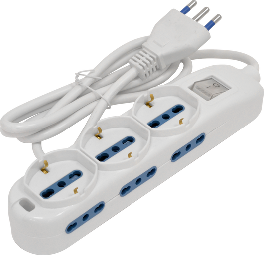 MULTIPRESA 3 SCHUKO 6BPRESE 10/16A 2P+T CAVO 1,5MT 3x1mm SPINA 16A