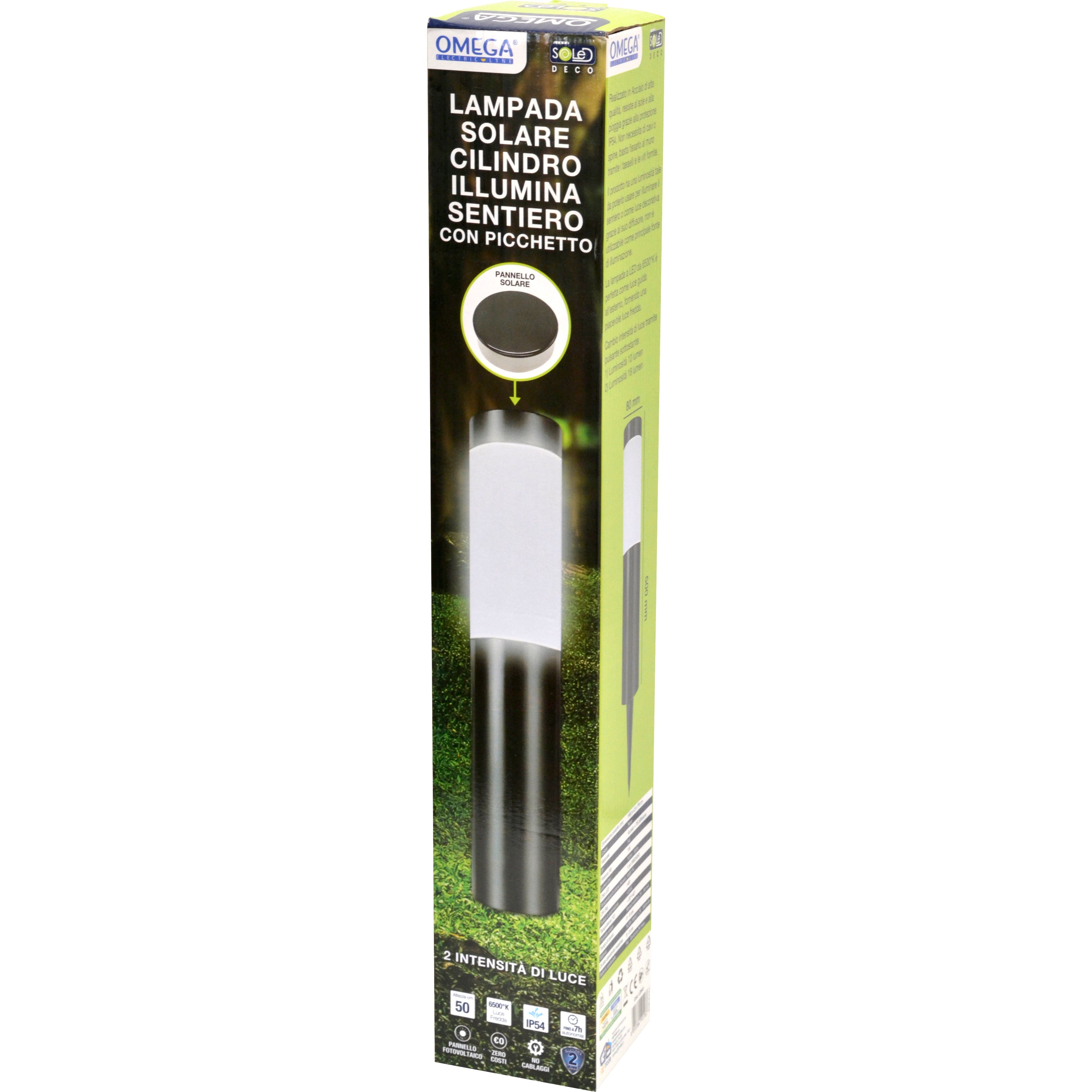 PICCHETTO SOLARE CILINDRO ILLUMINA SENTIERO DA GIARDINO