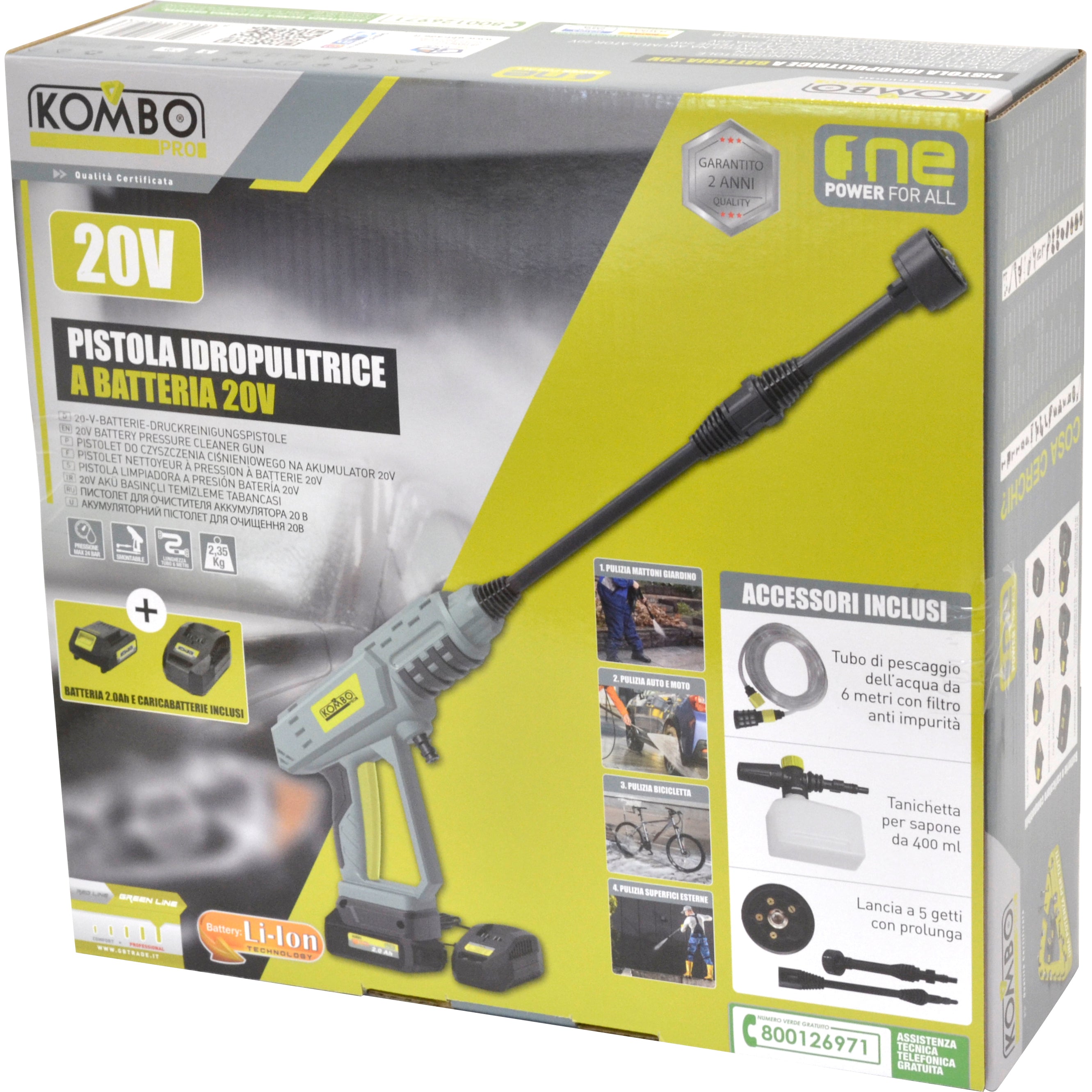 PISTOLA IDROPULITRICE A BATTERIA KOMBO PRO 20V 20V - 230HZ