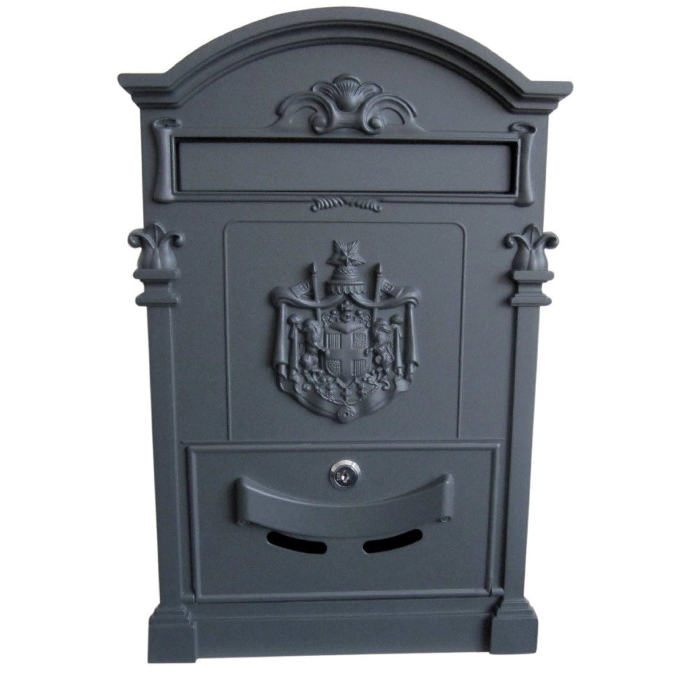 Trade Shop - Cassetta Postale Buca Lettere In Stile Antico Classico In Alluminio Verniciato - Grigio