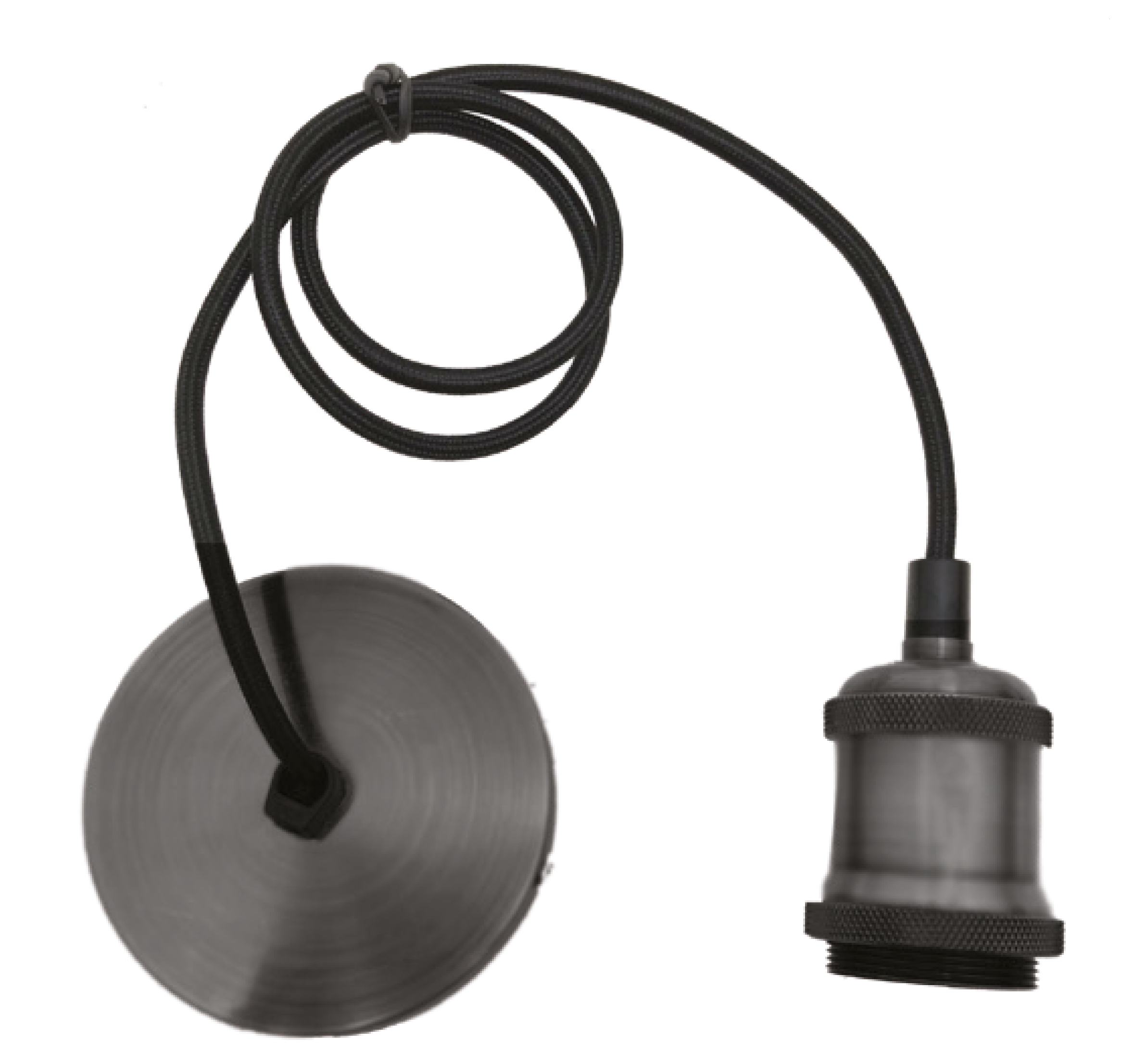 PORTALAMPADA PENDEL VINTAGE IN ALLUMINIO GRIGIO OPACO