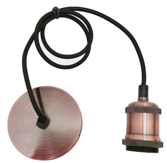 PORTALAMPADA PENDEL VINTAGE IN ALLUMINIO RAMATO