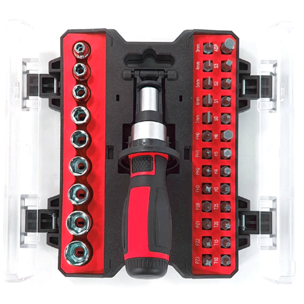 Set 36 Pezzi Cacciavite a Cricchetto con Inserti e Bussole
