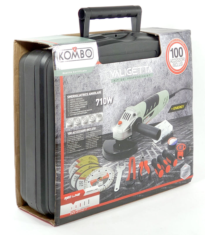 Smerigliatrice Angolare 710W in valigetta: 100 accessori