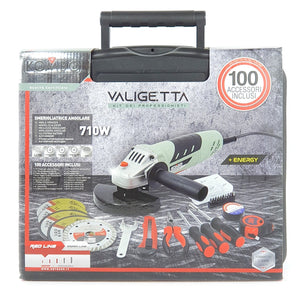 Smerigliatrice Angolare 710W in valigetta: 100 accessori