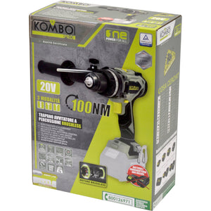 TRAPANO AVVITATORE A PERCUSSIONE BRUSHLESS 100 NM KOMBO PRO 20V  - 230HZ