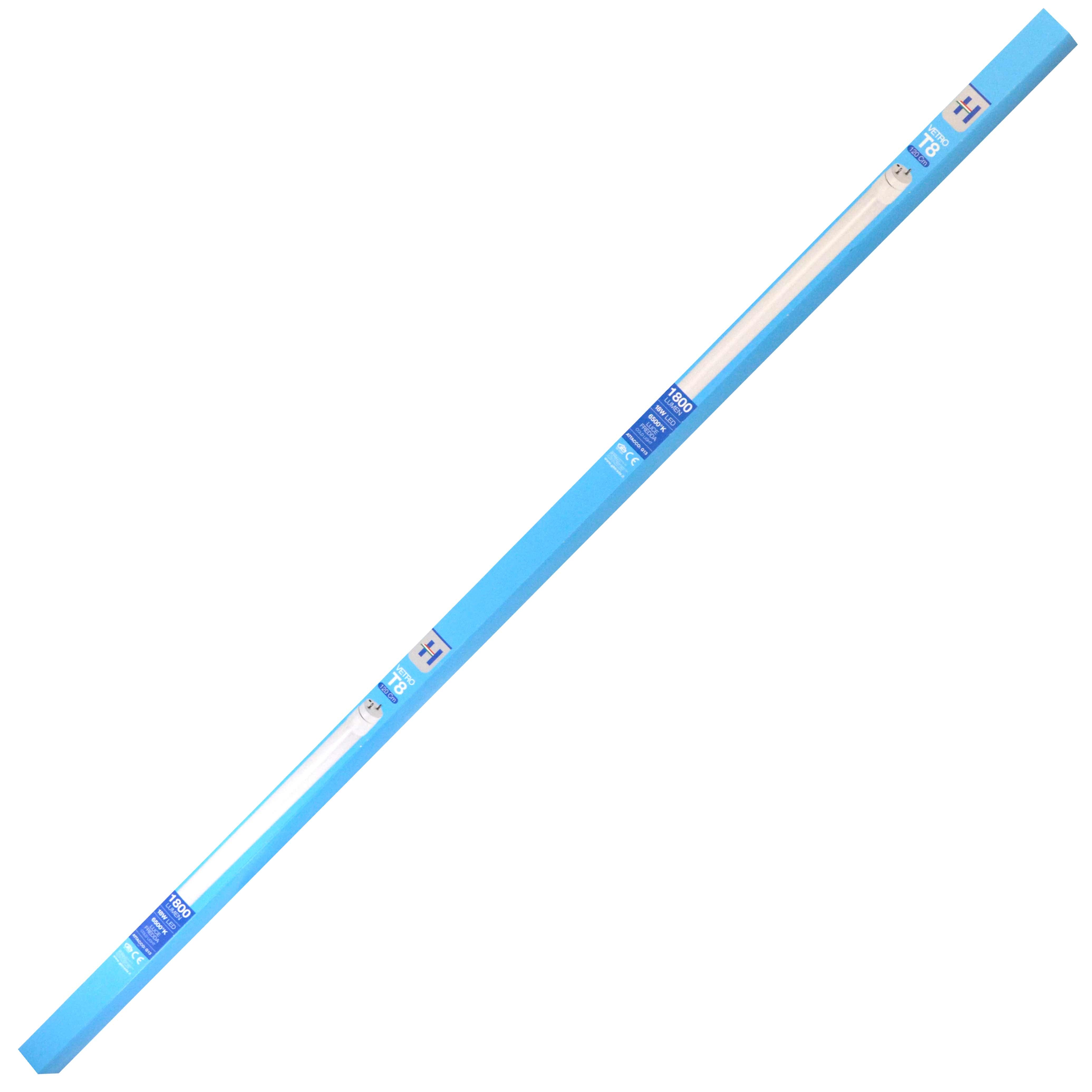 TUBO T8 GLASS LED 18W 1800Lm Lg.1200mm 6000°K G13 220V A+