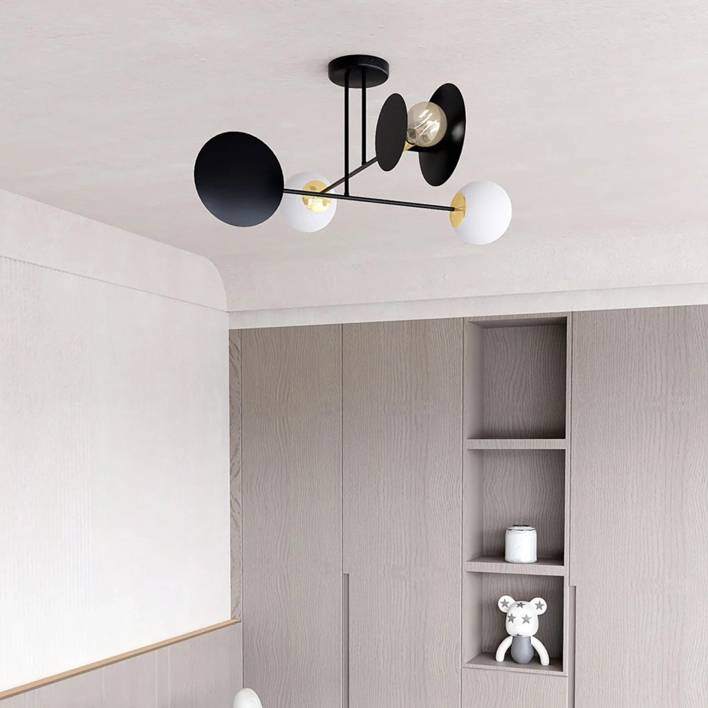 Plafoniera Moderna Inari Acciaio Nero 2 Luci E27 Ip20