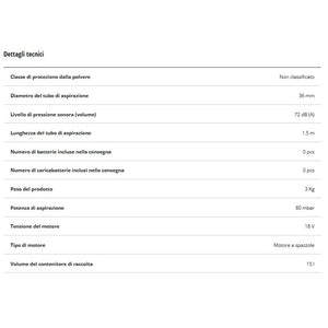 ASPIRA SOLIDI E LIQUIDI TC/VC18/15LI S-SOLO 15L.