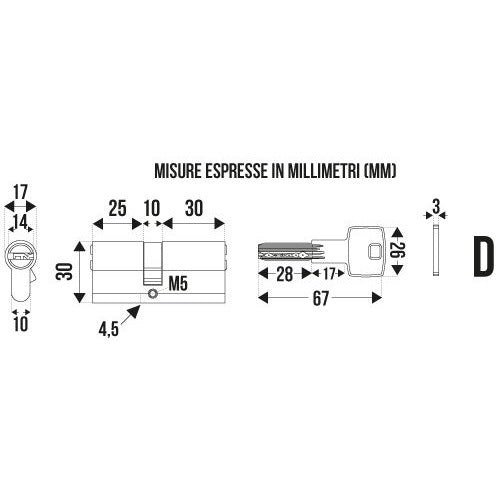 CILINDRO ANTITRAPANO MM.70 DECENTRATO CROMO SATINA