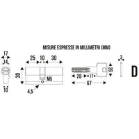 CILINDRO ANTITRAPANO MM.70 DECENTRATO CROMO SATINA
