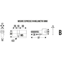CILINDRO ANTITRAPANO MM.65 DECENTRATO CROMO SATINA