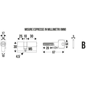 CILINDRO ANTITRAPANO MM.65 DECENTRATO CROMO SATINA