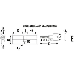 CILINDRO ANTITRAPANO MM.70 CENTRALE CROMO SATINATO