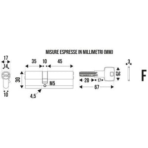 CILINDRO ANTITRAPANO MM.90 DECENTRATO CROMO SATINA