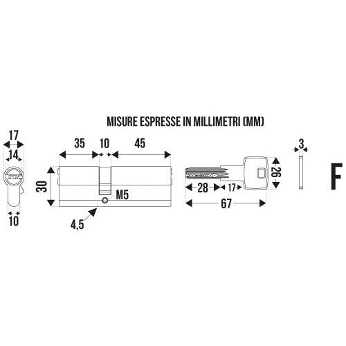 CILINDRO ANTITRAPANO MM.90 DECENTRATO CROMO SATINA