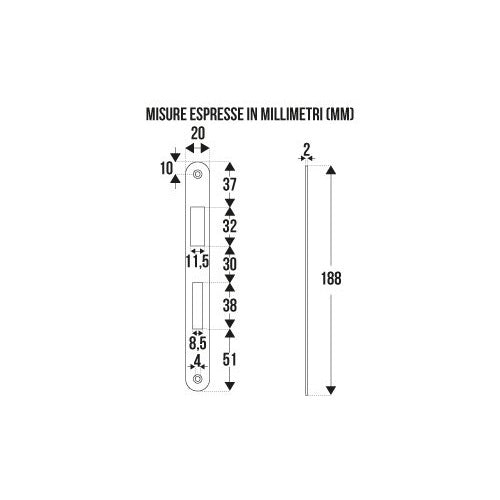 INCONTRO T. PICCOLO PER SERRATURA PATENT DIST.70 O