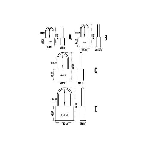 LUCCHETTO OTTONE ARCO MEDIO MM.50