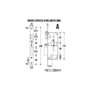 SERRATURA FORO YALE BT.22 ENT.35 BRONZATA