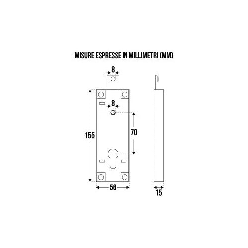 SERRATURA BASCULANTE CON FORO CILINDRO