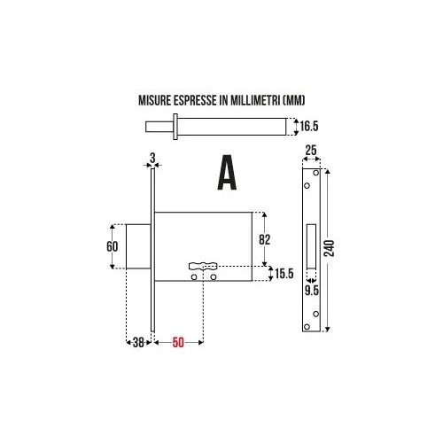 SERRATURA DOPPIA MAPPA CISA PER CANCELLI ENT.50