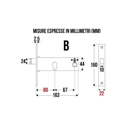 SERRATURA FASCIA 44F.22 E.80 OMEC