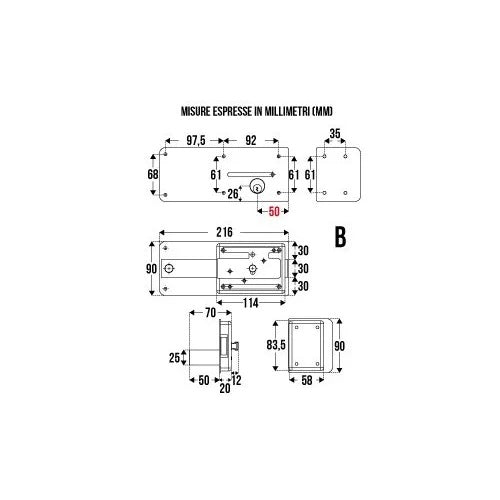 SERRATURA FERROGLIETTO MM.50