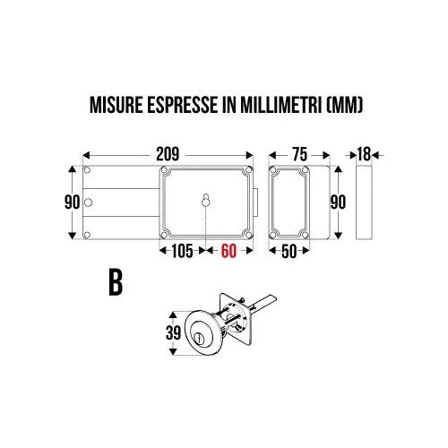 SERRATURA FERROGLIETTO MM.60 CIL STACCATO