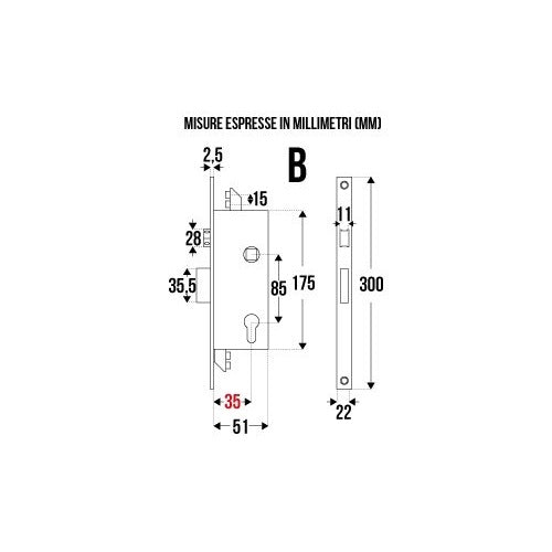 SERRATURA OMEC PER MONTANTI ENT.35