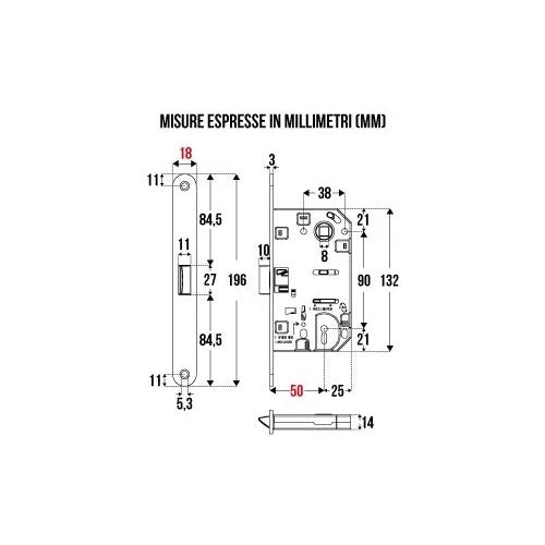 SERRATURA MEDIA FT.18 ENT.50 CROMO SATINATO