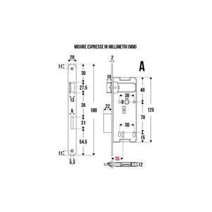 SERRATURA PATENT FT.20 DIST.70 ENT.35 CROMO SATINA