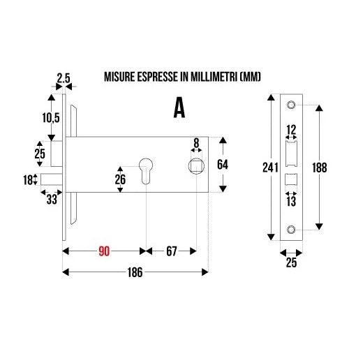 SERRATURA OMEC FASCIA SICUREZZA FORO CILINDRO E90