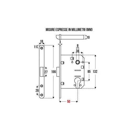 SERRATURA MEDIA FORO YALE BT.18 ENT.50 CROMO SATIN