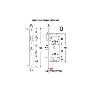 SERRATURA PATENT FT.20 DIST.70 ENT.35 OTTONATA