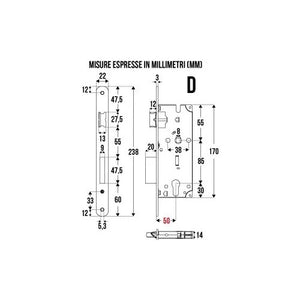 SERRATURA FORO YALE BT.22 ENT.50 BRONZATA