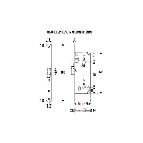 SERRATURA PATENT MEDIA DOPPIO Q.BT OTL.E50
