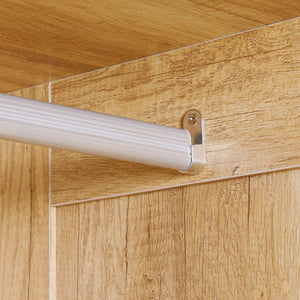 Armadio 2 Ante a Battente con 2 Cassetti 80x54x180 cm  con Asta Appendiabiti in Truciolato Color Legno