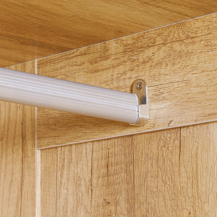 Armadio 2 Ante a Battente con 2 Cassetti 80x54x180 cm  con Asta Appendiabiti in Truciolato Color Legno