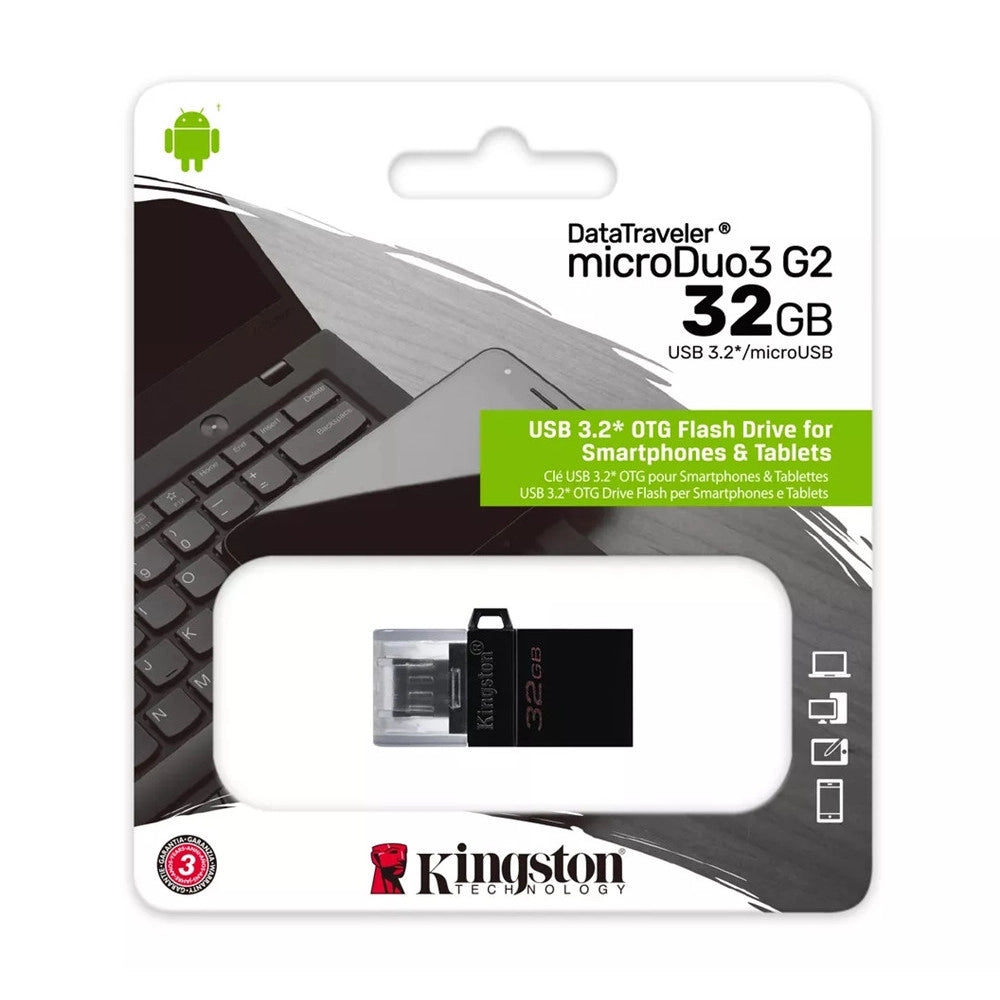 Trade Shop - Pendrive Kingston Datatraveler Microduo3 G2 32gb Dtduo3g2/32gb Microusb Usb-a Otg -