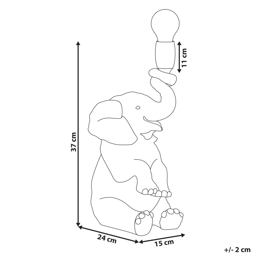 Lampada da tavolo a tema animale Luce da comodino a forma di elefante Lampada da lettura per la camera da letto Nero