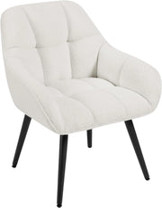 Poltrona Relax Lounge, Sedia Moderna, Poltrona per Camera da Letto Soggiorno, Poltroncina in Velluto di Agnello con Gambe in Metallo, Portata 150 kg, Crema, SKS47cm