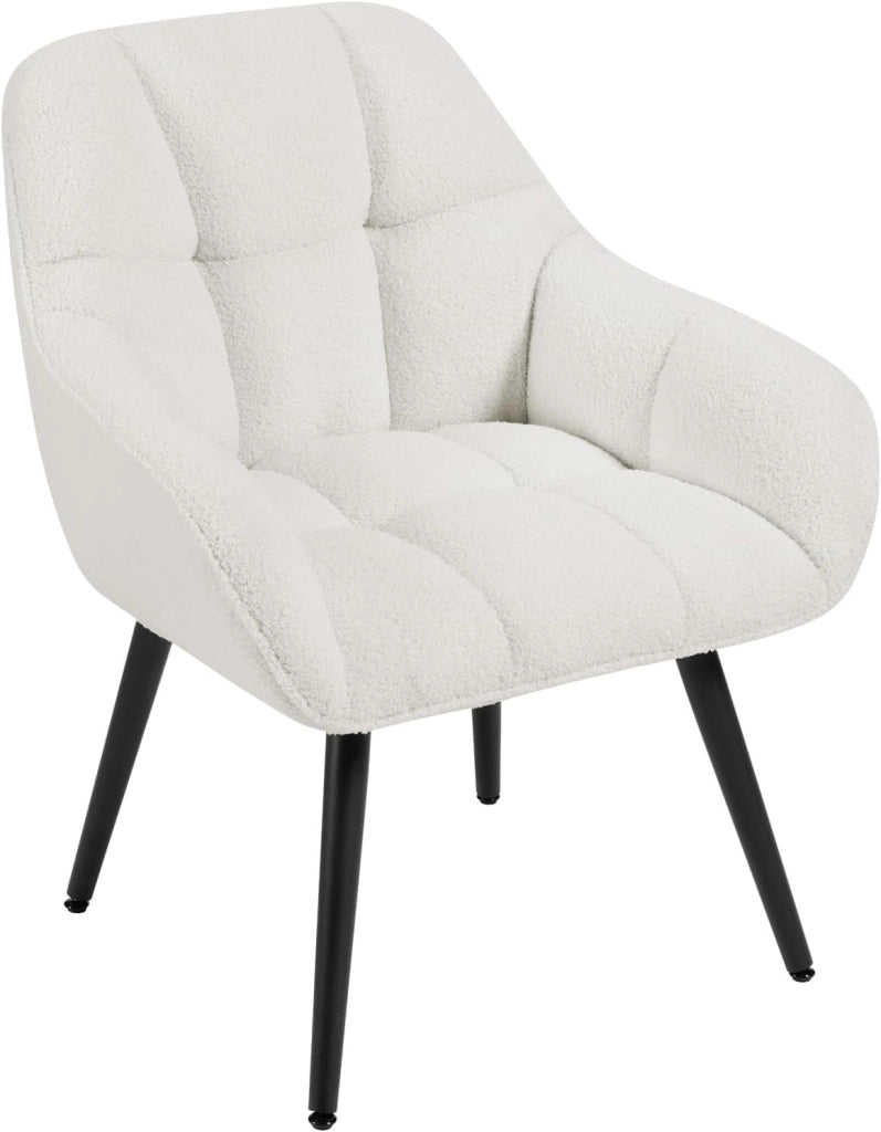 Poltrona Relax Lounge, Sedia Moderna, Poltrona per Camera da Letto Soggiorno, Poltroncina in Velluto di Agnello con Gambe in Metallo, Portata 150 kg, Crema, SKS47cm