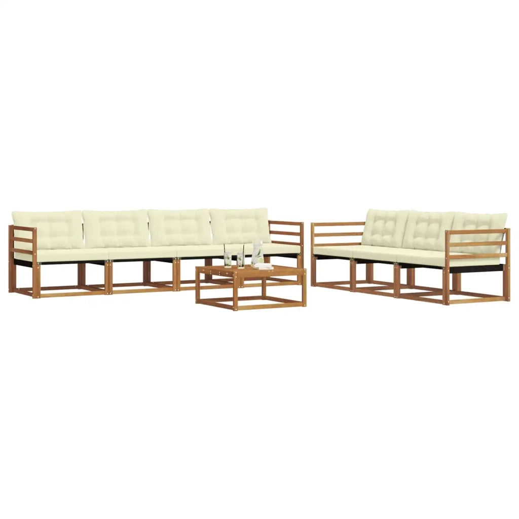 Set di divani da esterno con cuscino 8 pcs Naturale e Crema